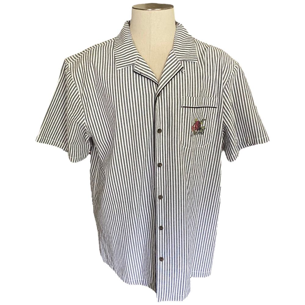 PacSun Cotton Black White Striped Button Front Shirt X-Large NEW